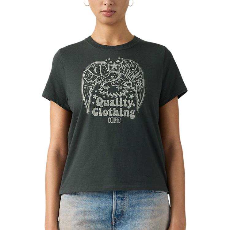 Levis T Shirts Women's Washed Black Crew Neck