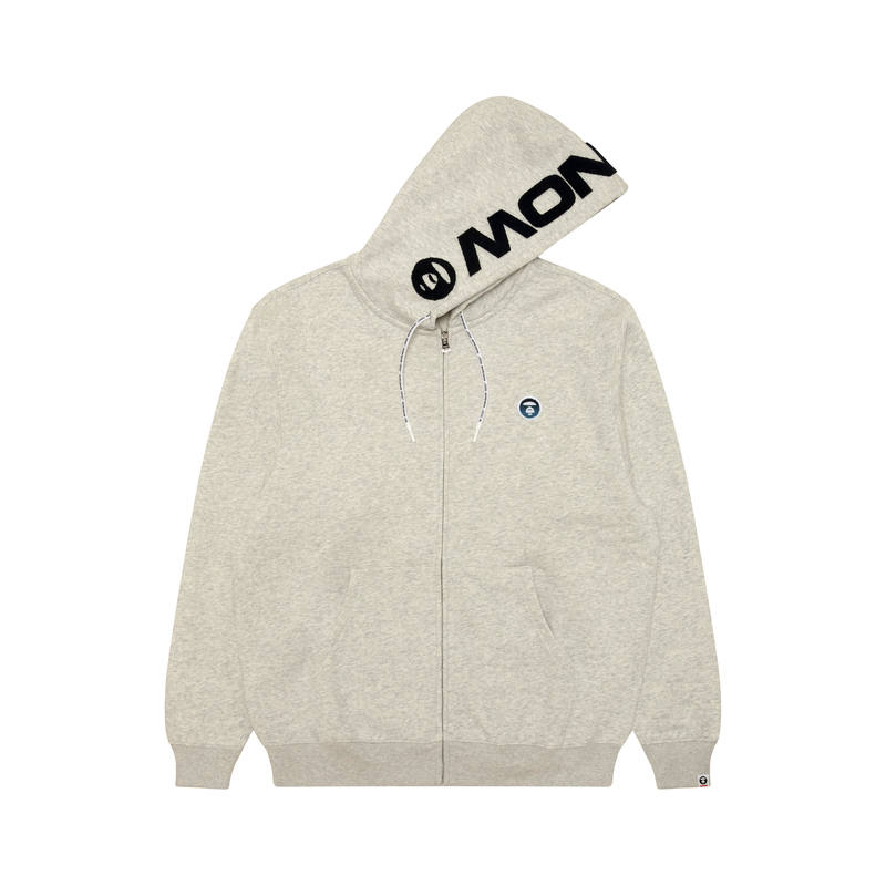 Aape Sweatshirts Men's Gray White WH2 Hooded Non Detachable Moderate Cardigan