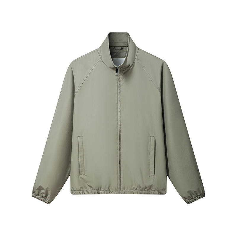 FILA Jackets Men's Green Khaki Stand Collar Moderate Straight Fit