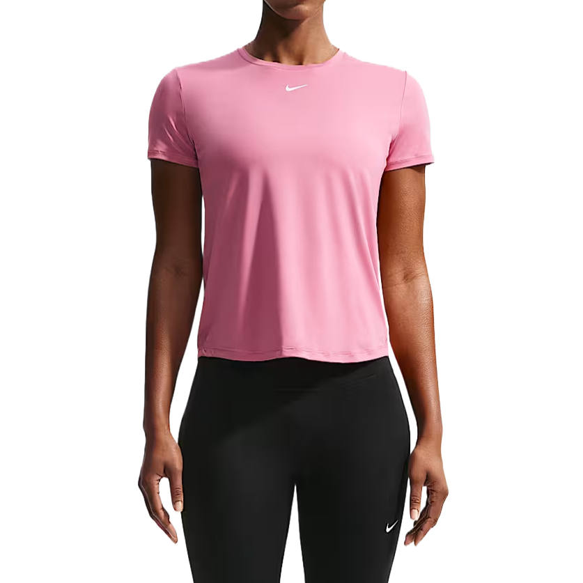 Nike Nike Dri Fit One Fitness Clothing Women's Peony/White Crew Neck Moderate