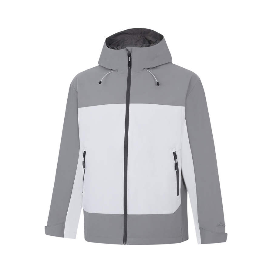 Li-Ning Li Ning Trench Coats Men's Calm Gray/Storm Cloud Gray Hooded Non Detachable Moderate Straight Fit