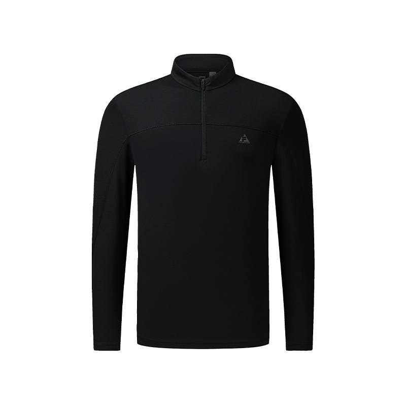 FILA T Shirts Men's Pitch Black Stand Collar Moderate Straight Fit
