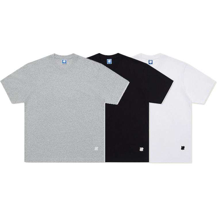UNDEFEATED T Shirts Unisex 3 Pack Black+White+Gray Crew Neck Moderate Straight Fit