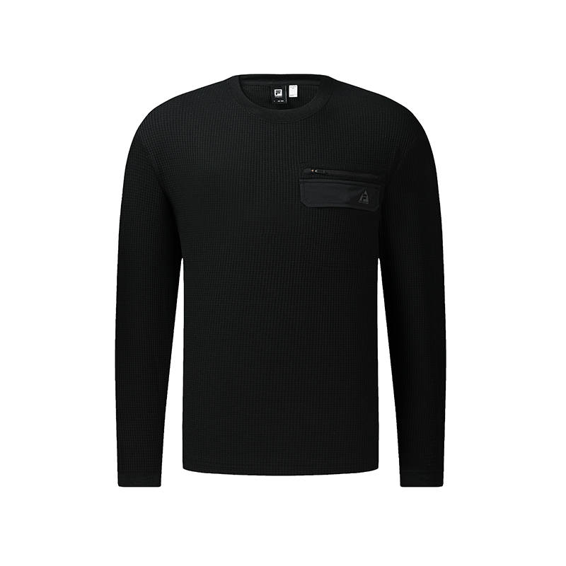 FILA T Shirts Men's Pitch Black Crew Neck Moderate Straight Fit