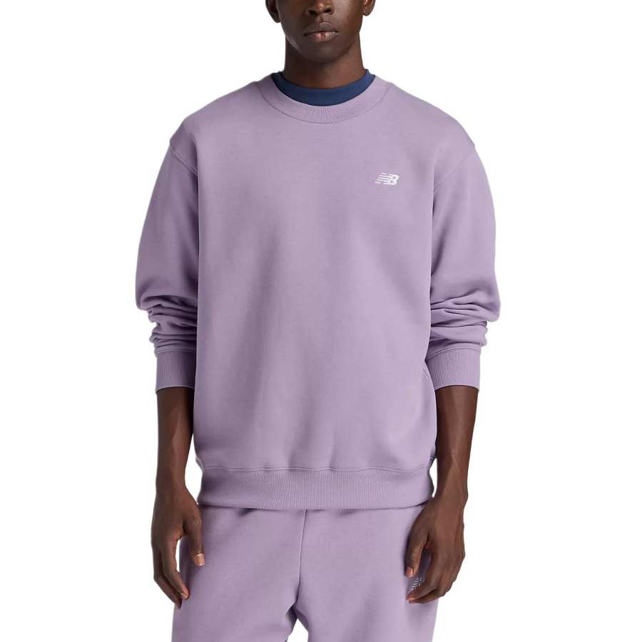 New Balance New Balance Sport Essentials Sweatshirts Men's Preserved Violet & White Crew Neck Moderate Straight Fit