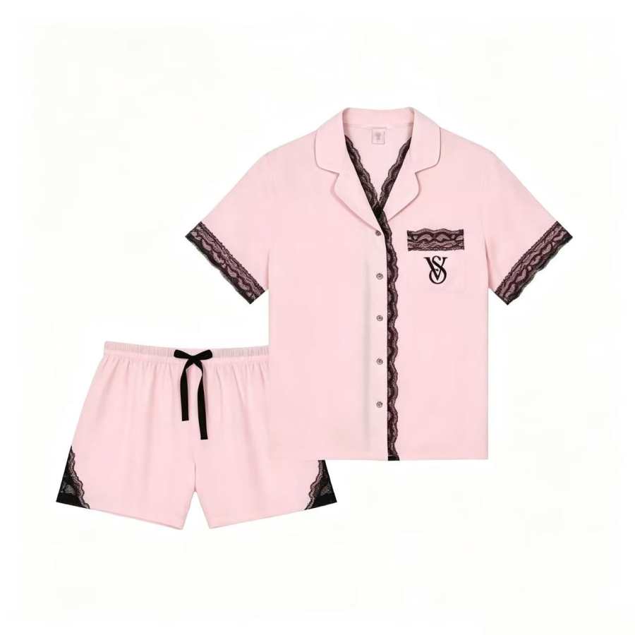 Victoria's Secret Pajama Set Women's Peach Lace