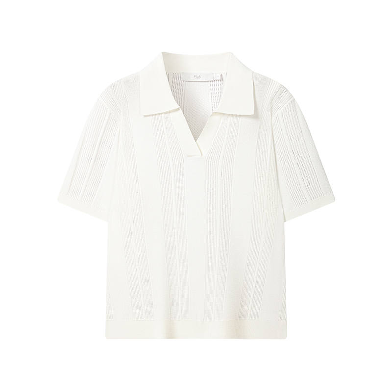 FILA Polo Shirts Women's Cloud White Lapel Moderate Straight Fit