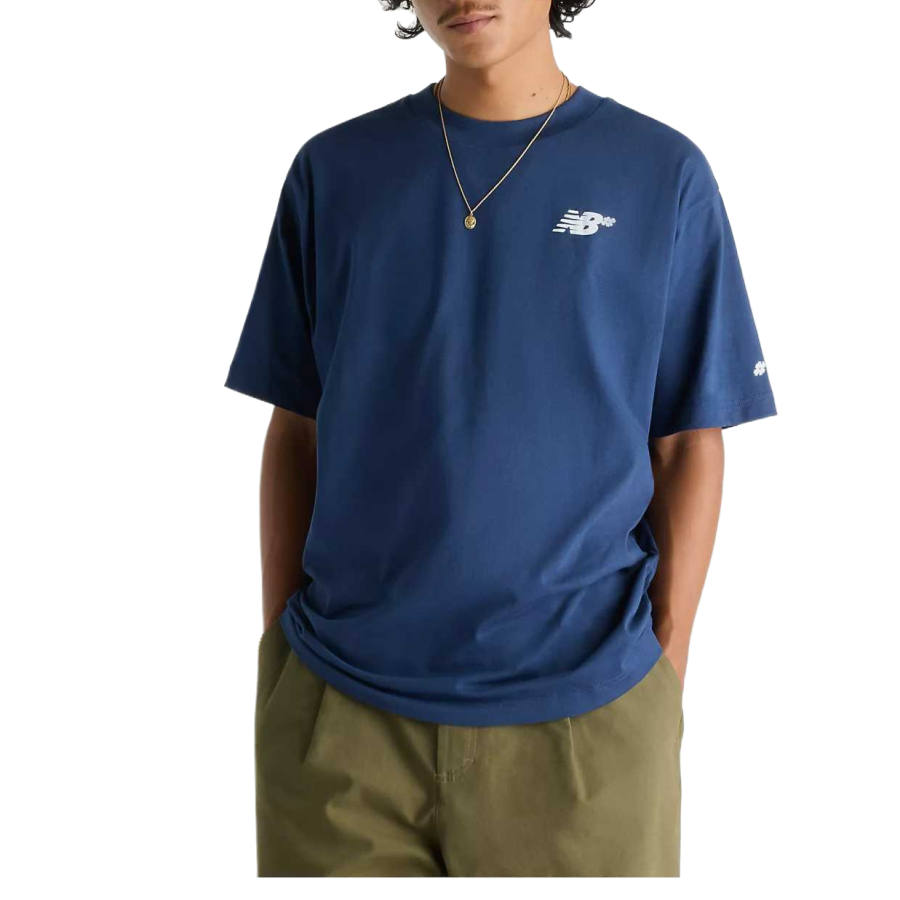 New Balance New Balance T Shirts Men's Marine Blue Crew Neck Moderate