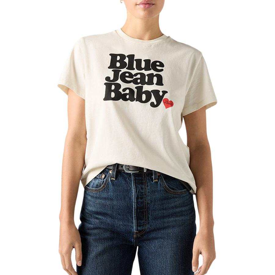 Levis T Shirts Women's Cream White Crew Neck