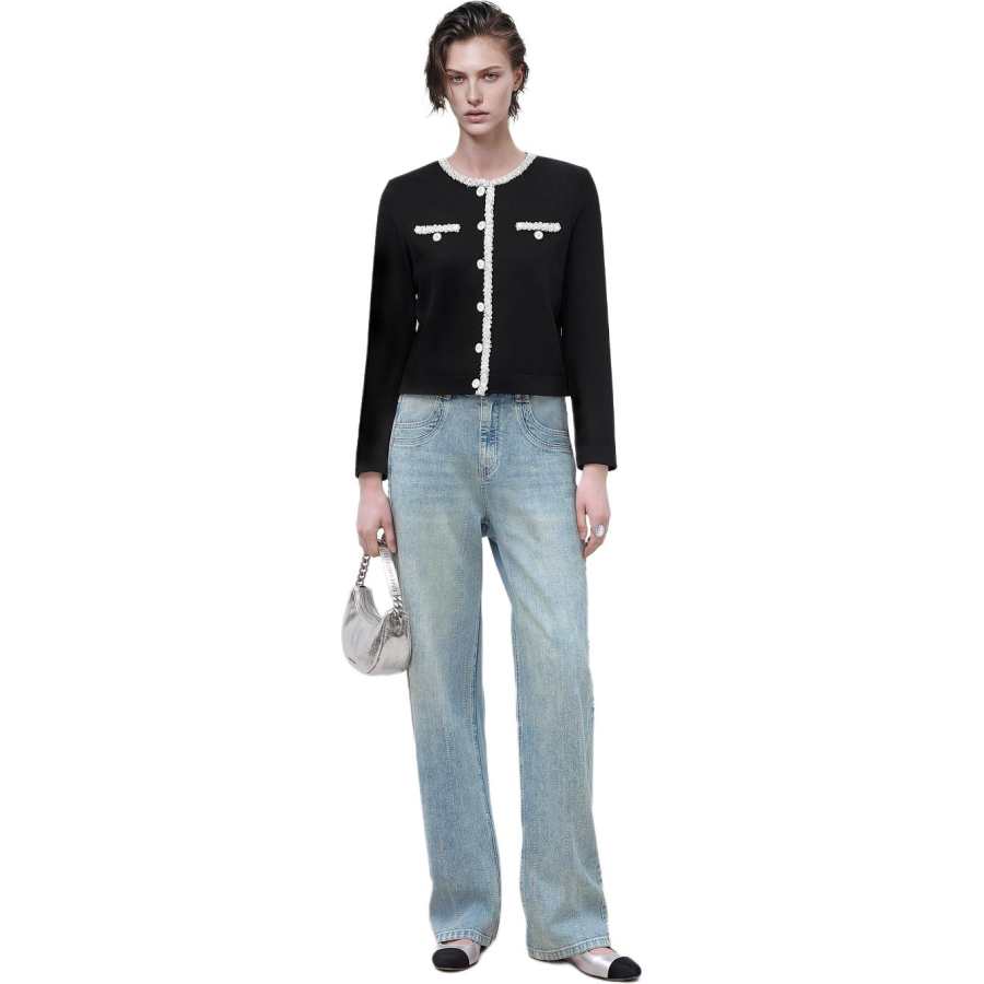 KARL LAGERFELD / Karl Lagerfeld Jeans Jackets Women's Black Crew Neck Moderate