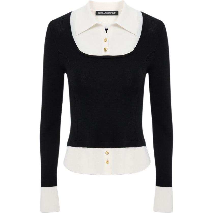 KARL LAGERFELD / Karl Lagerfeld Jeans Sweaters Women's Black White Lapel Moderate