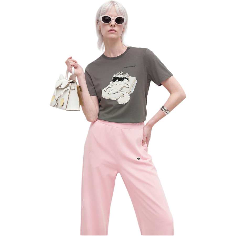 KARL LAGERFELD / Karl Lagerfeld Jeans T Shirts Women's Gray Crew Neck Moderate
