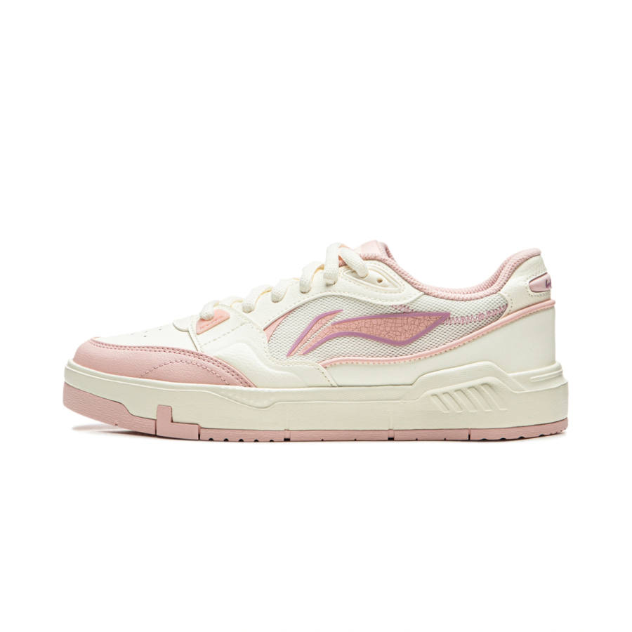 Li-Ning Li Ning Sports Life Collection Skateboard Shoes Women's Low Top Mother Of Pearl White/Frosting Pink
