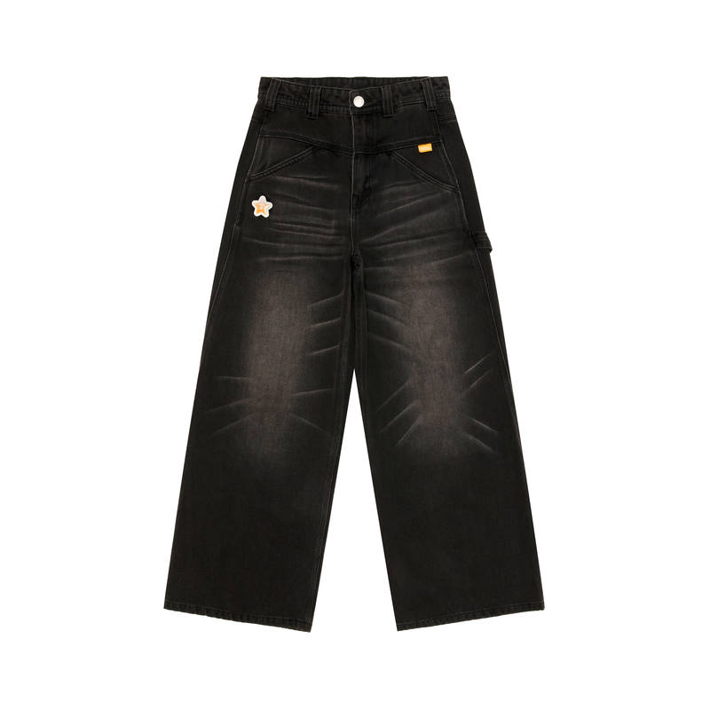 Aape Jeans Women's Black BKX Moderate Wide Leg Pants