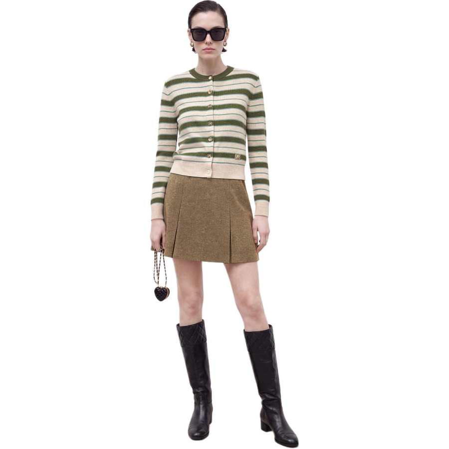 KARL LAGERFELD / Karl Lagerfeld Jeans Casual Short Skirts Women's Army Green Moderate Short Skirt Pleated Skirt