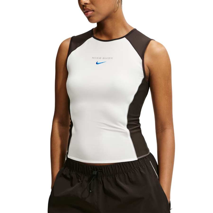 Nike Nike Sleeveless Sports Shirts Women's Sail White/Velvet Brown Crew Neck Moderate