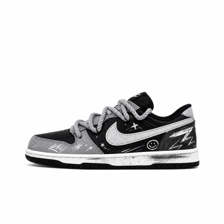 Nike Nike Big Skateboard Shoes Unisex Low Top Gray Black White