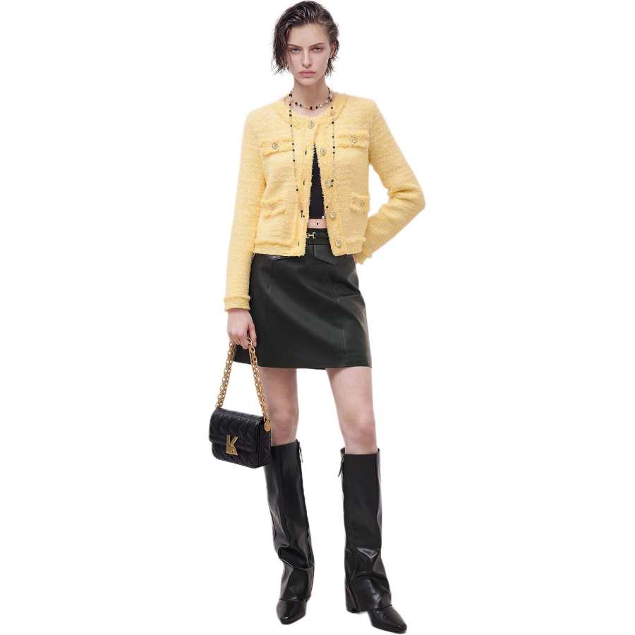KARL LAGERFELD / Karl Lagerfeld Jeans Jackets Women's Yellow Crew Neck Moderate