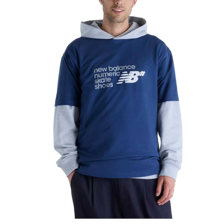 New Balance New Balance Sweatshirts Men's Marine Blue Hooded Non Detachable Moderate