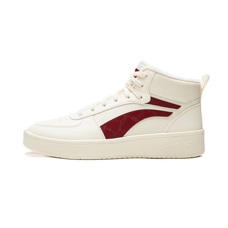 Li-Ning Li Ning Skateboard Shoes Men's High Top Ecru/Deep Crimson Red