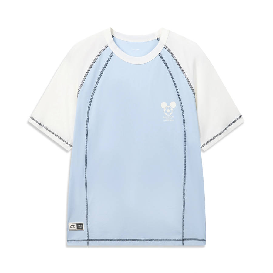 Li-Ning Li Ning Sports Life Collection T Shirts Men's Clear Sky Blue Crew Neck Moderate Straight Fit
