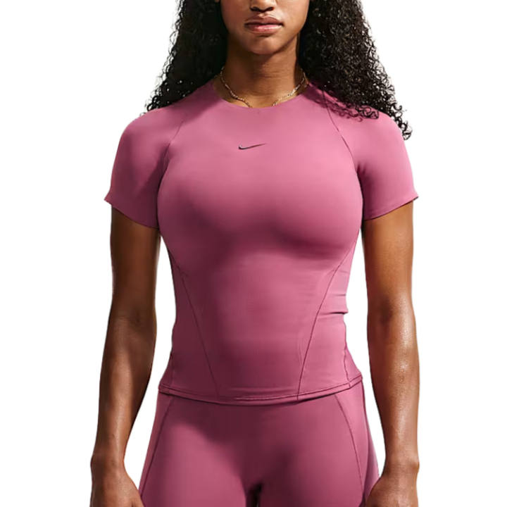 Nike Nike Universa T Shirts Women's Pink Mist/Mysterious Date Crew Neck Moderate