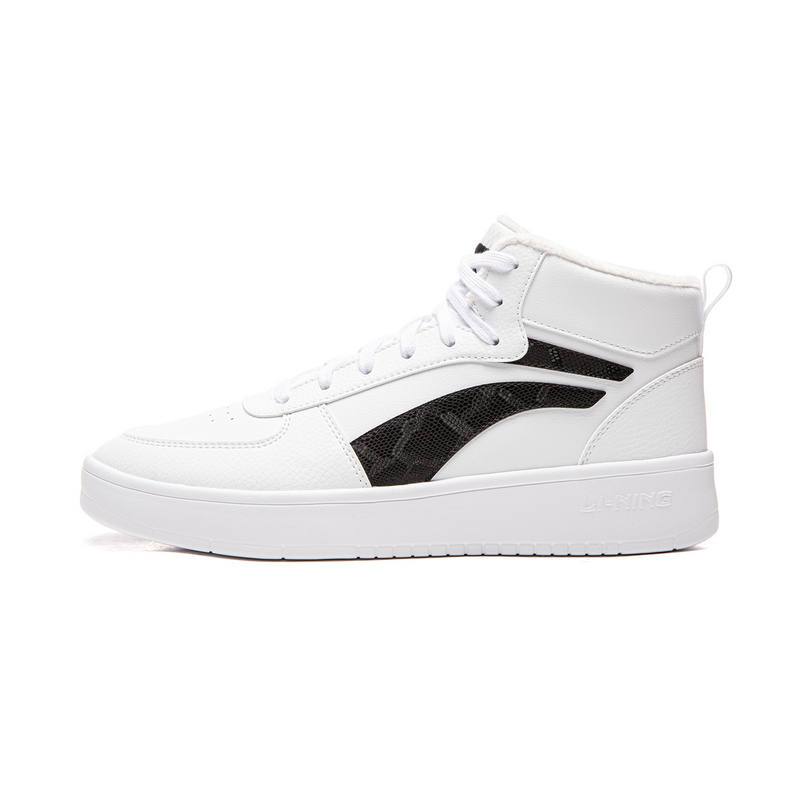 Li-Ning Li Ning Skateboard Shoes Men's High Top Standard White/Black Fleece Lined