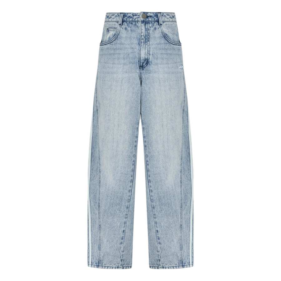 Adidas Originals Jeans Women's Light Denim Blue Moderate Straight Fit Pants