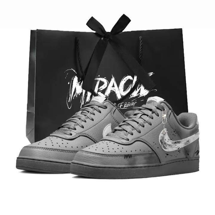 Nike Nike Court Vision Skateboard Shoes Men's Low Top Gray Black White Color Block
