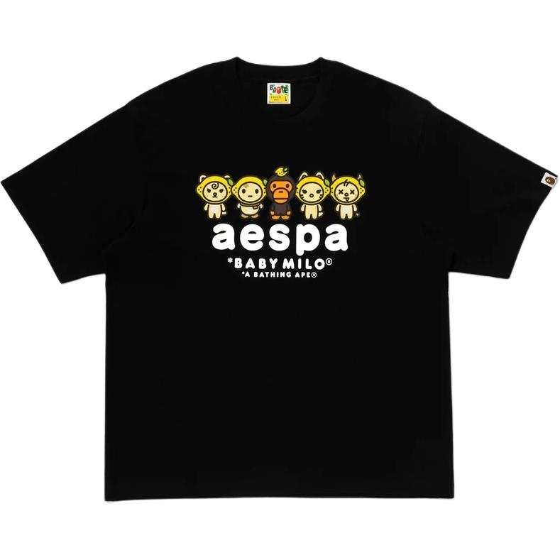 A BATHING APE Aespa T Shirts Unisex Crew Neck Straight Fit