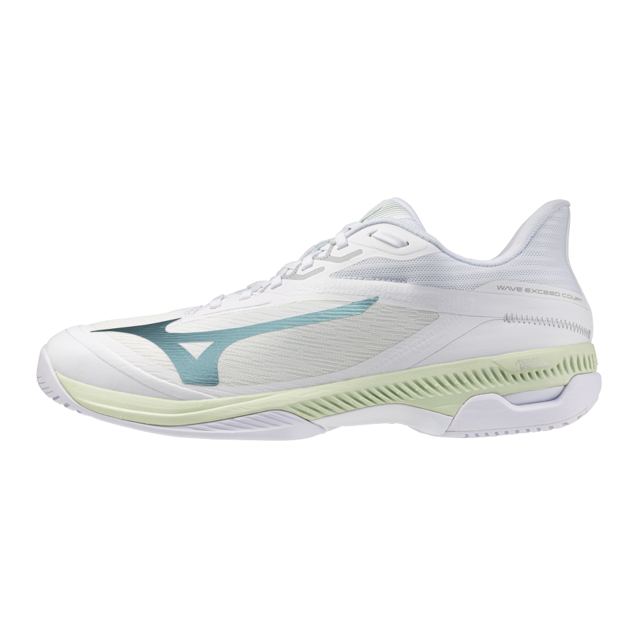 Mizuno WAVE EXCEED COURT Tennis Shoes Unisex Low Top White Cyan Light Green Color Block