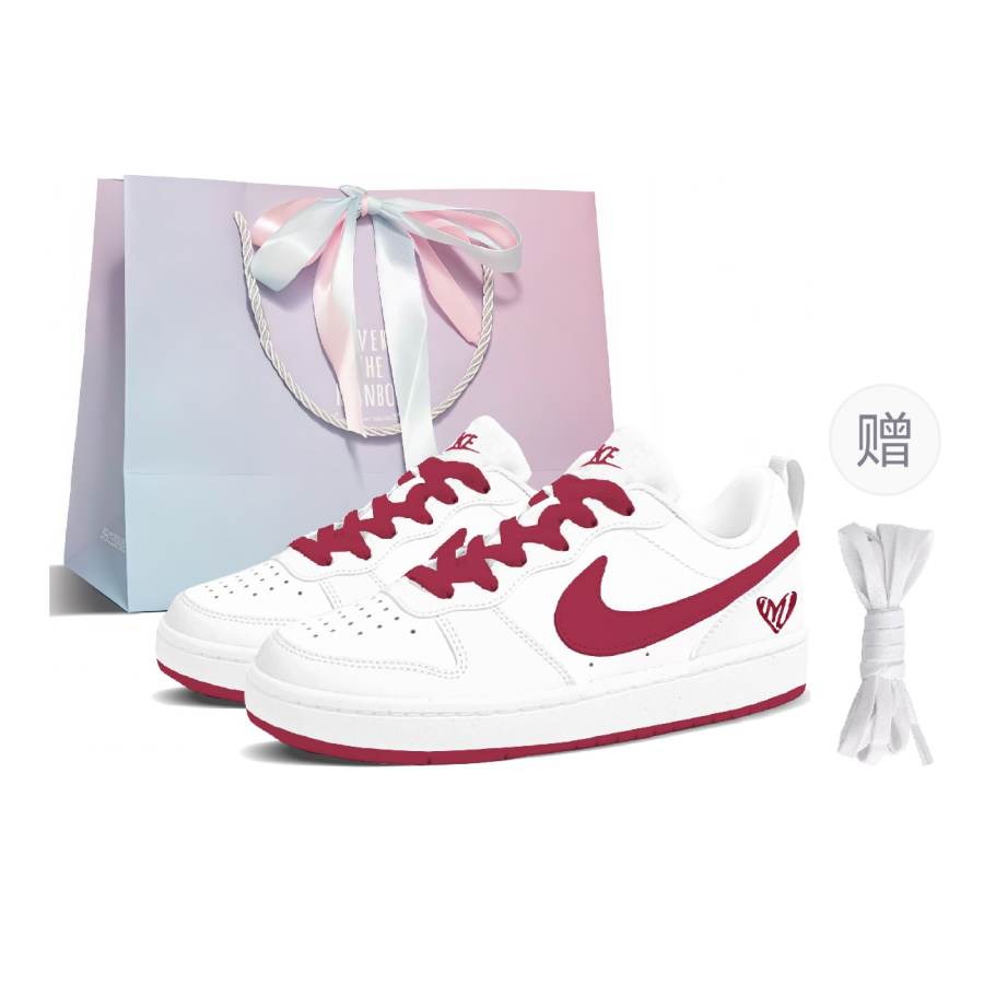 Nike Nike Court Borough Skateboard Shoes Women's Low Top White/Burgundy