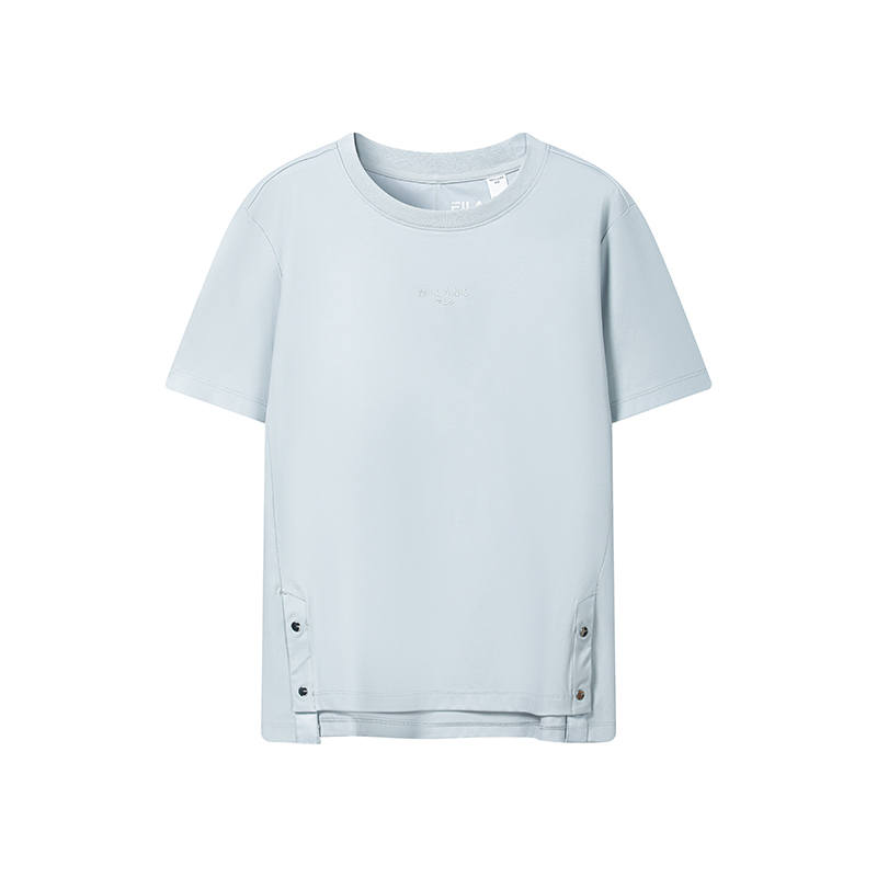 FILA T Shirts Women's Pearl Gray Crew Neck Moderate Straight Fit