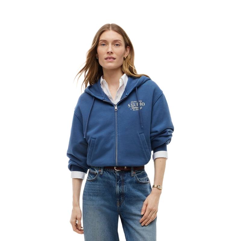 Tommy Hilfiger Sweatshirts Women's Haze Blue DBZ Hooded Non Detachable Moderate Other
