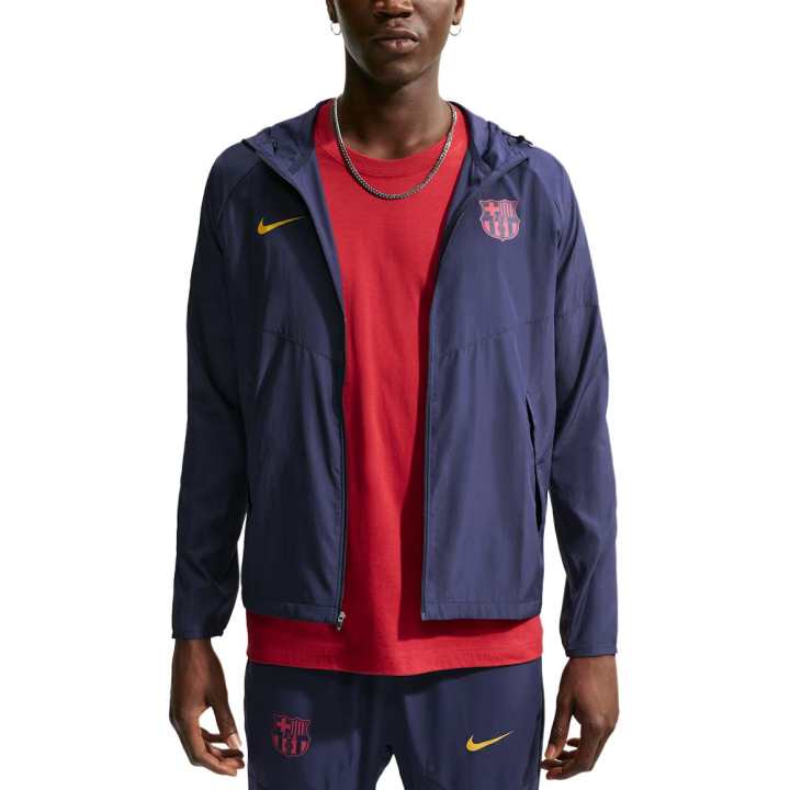 Nike Nike FC Running Jackets Men's Black Blue/Mineral Yellow Hooded Non Detachable Moderate