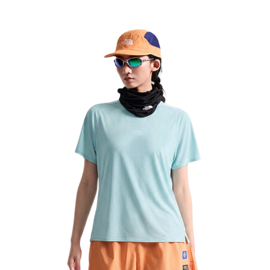 THE NORTH FACE Peak Collection Running T Shirts Women's 8EB/Sky Blue Crew Neck Thin
