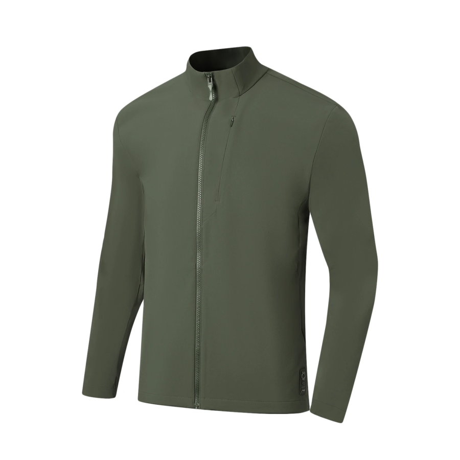 Li-Ning Li Ning Gold Logo Collection Jackets Men's Dark Army Gray Green Stand Collar Moderate Straight Fit