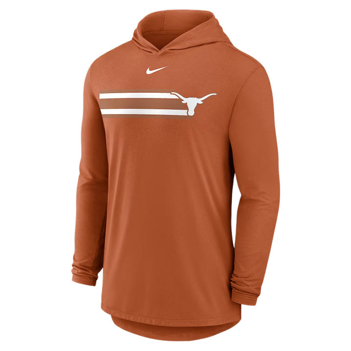 Nike Nike Dri Fit College T Shirts Men's Burnt Orange Hooded Non Detachable
