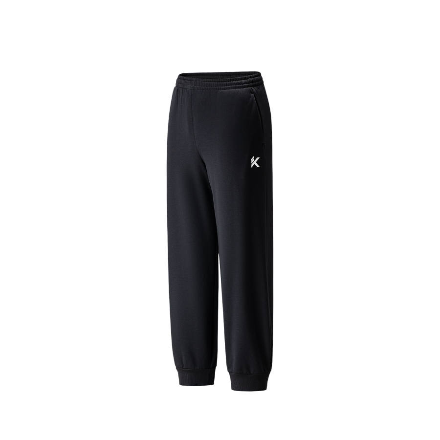 ANTA KT Knitted Sweatpants Men's Basic Black 2 Thickened Straight Fit Pants