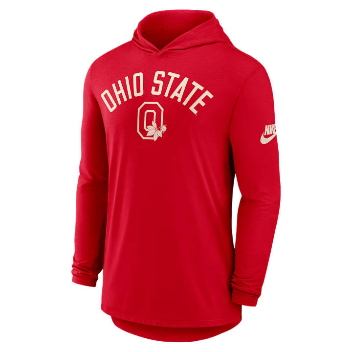 Nike Nike Dri Fit College T Shirts Men's Scarlet Hooded Non Detachable