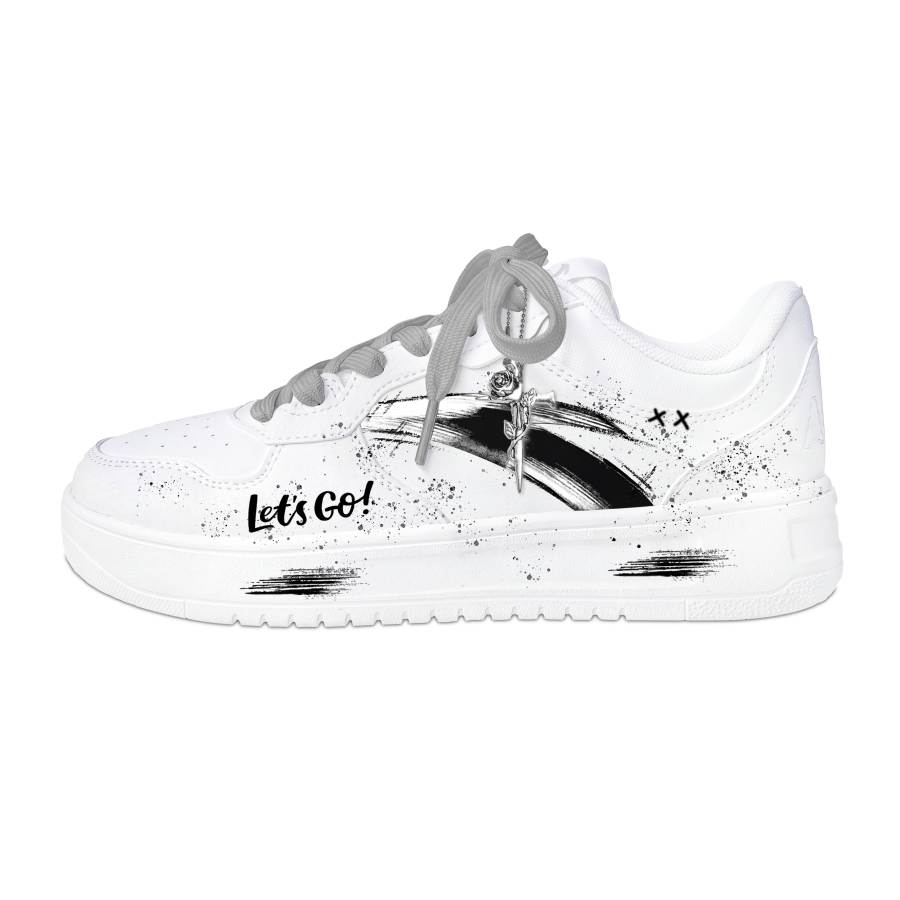 ANTA Easy 2 Skateboard Shoes Men's Low Top White Black Graffiti Colorway