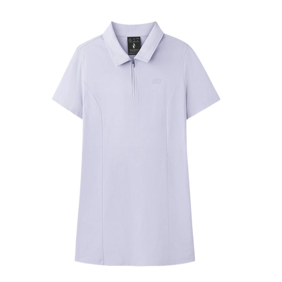 Skechers Short Sleeved Dresses Women's Photinia Purple 00FW Lapel Moderate Short Skirt