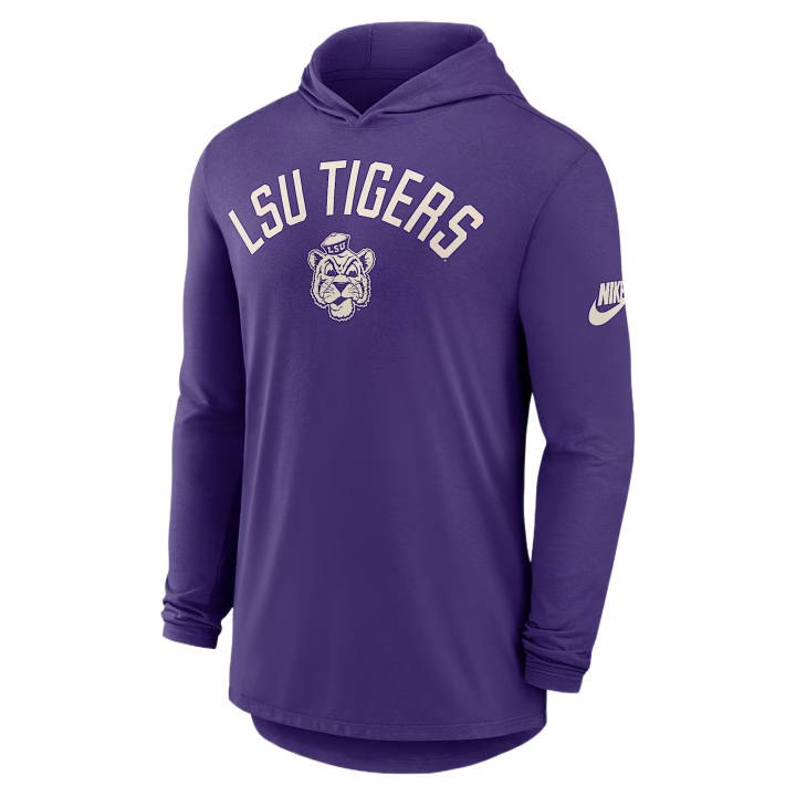 Nike Nike Dri Fit College T Shirts Men's Purple Hooded Non Detachable