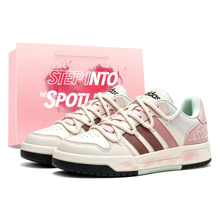 Adidas Adidas ENTRAP Skateboard Shoes Women's Low Top Ecru Pink Brown Multicolor