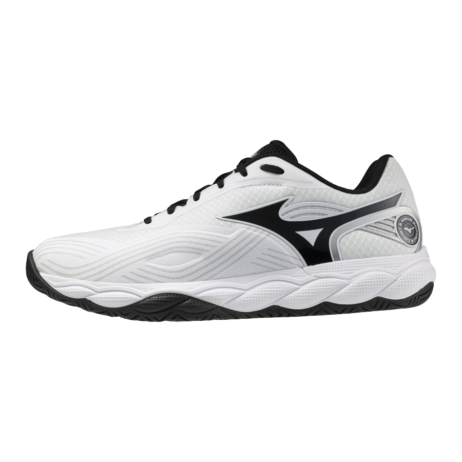 Mizuno WAVE ENFORCE COURT Tennis Shoes Men's Low Top White Black Silver Color Block