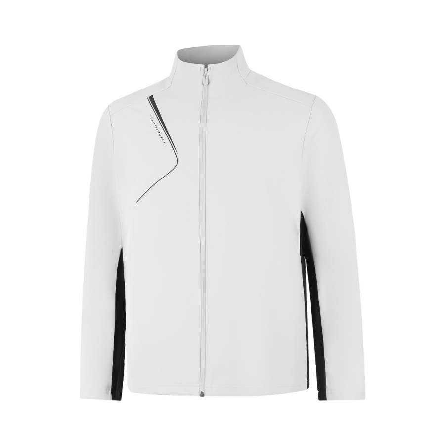 Li-Ning Li Ning Trench Coats Men's Stone Gray/Black Stand Collar Moderate Straight Fit
