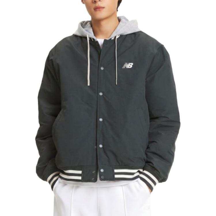 New Balance New Balance Puffer Jackets Men's Army Green Hooded Non Detachable Moderate Straight Fit