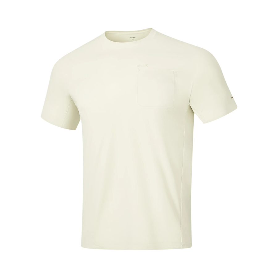 Li-Ning Li Ning Gold Logo Collection T Shirts Men's Porcelain Secret White Crew Neck Moderate Straight Fit