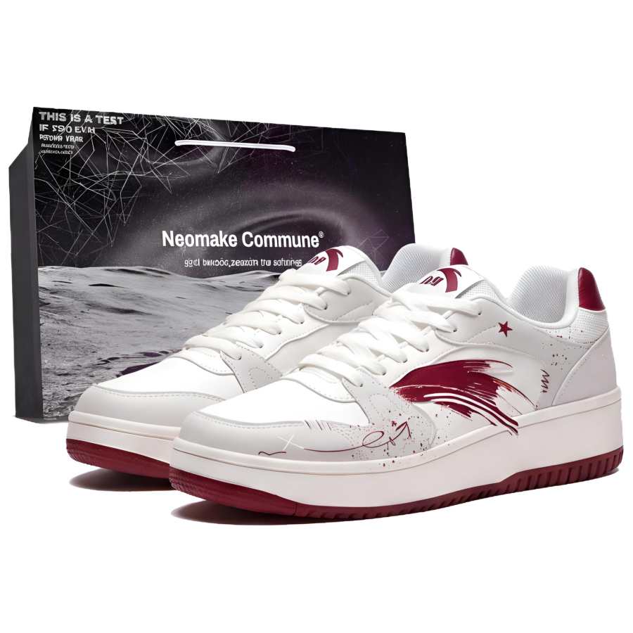 ANTA First Year Skateboard Shoes Unisex Low Top Burgundy, White