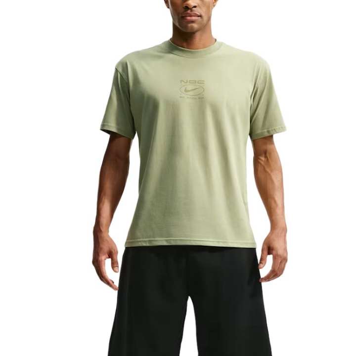 Nike Nike Fitness Clothing Men's Gray Olive Crew Neck Moderate